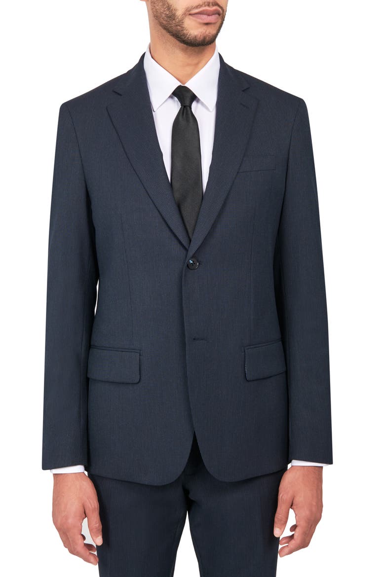 Tailored Slim Fit Pinstripe Suit, Alternate, color, NAVY