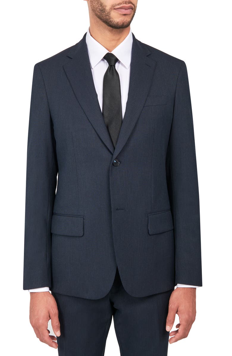 W.R.K Tailored Slim Fit Pinstripe Suit, Alternate, color, Navy