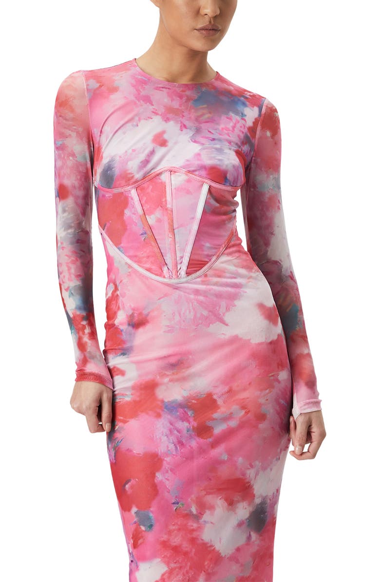 Bardot Lena Long Sleeve Mesh Midi Dress, Alternate, color, 