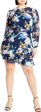 City Chic Lyra Violet Floral Belted Minidress