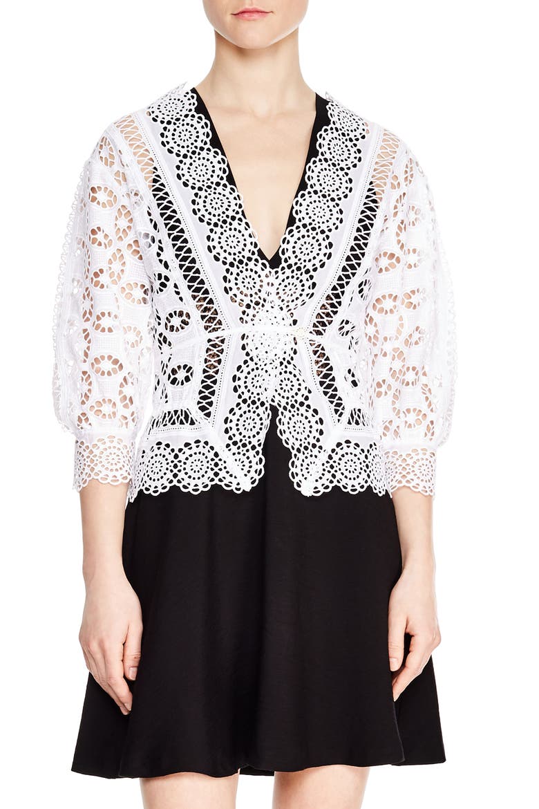 Paula Crochet Top, Main, color, WHITE