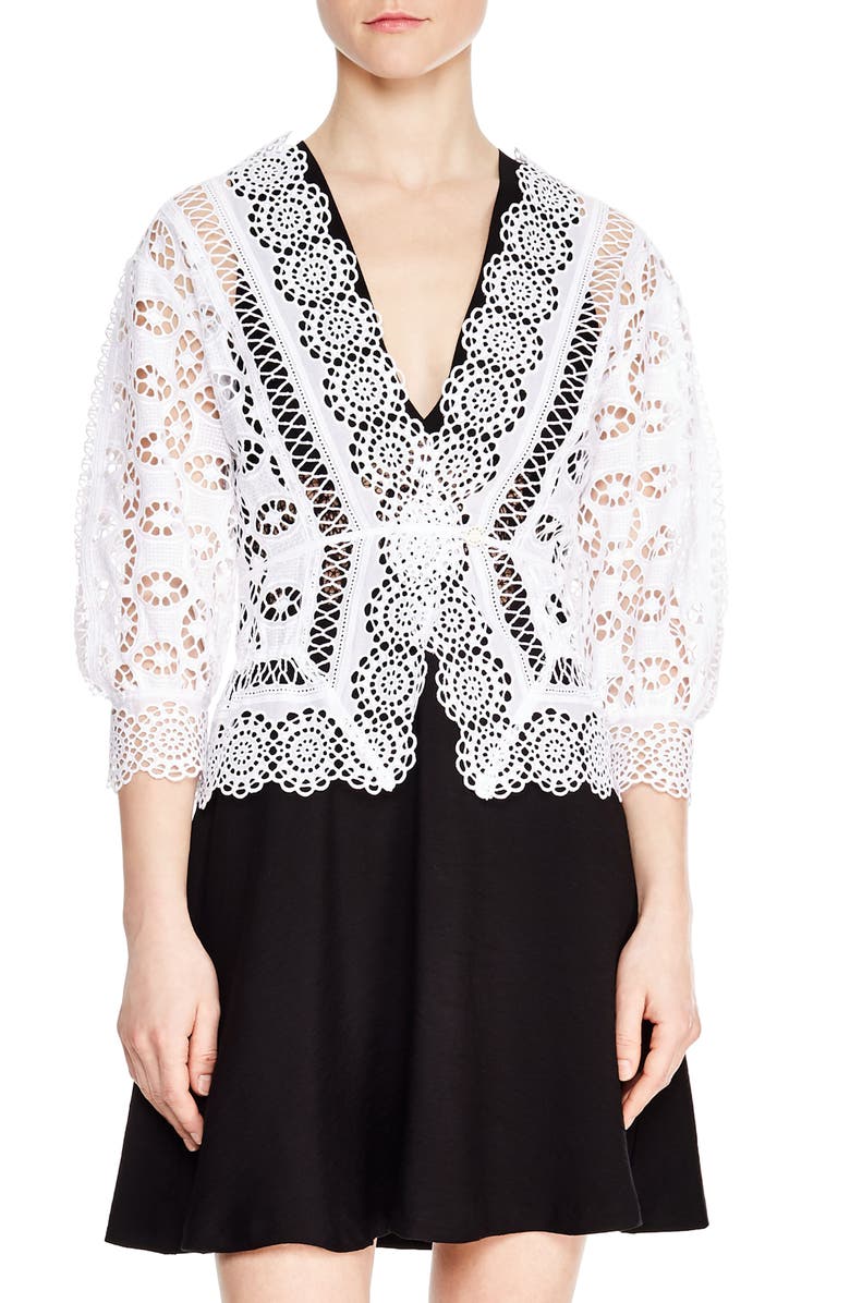 SANDRO Paula Crochet Top, Main, color,