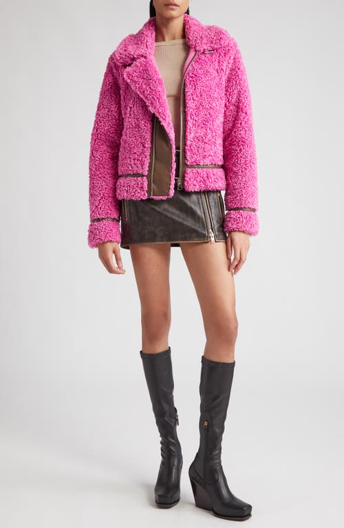 Stand Studio Audrey Faux Shearling Jacket In Pink