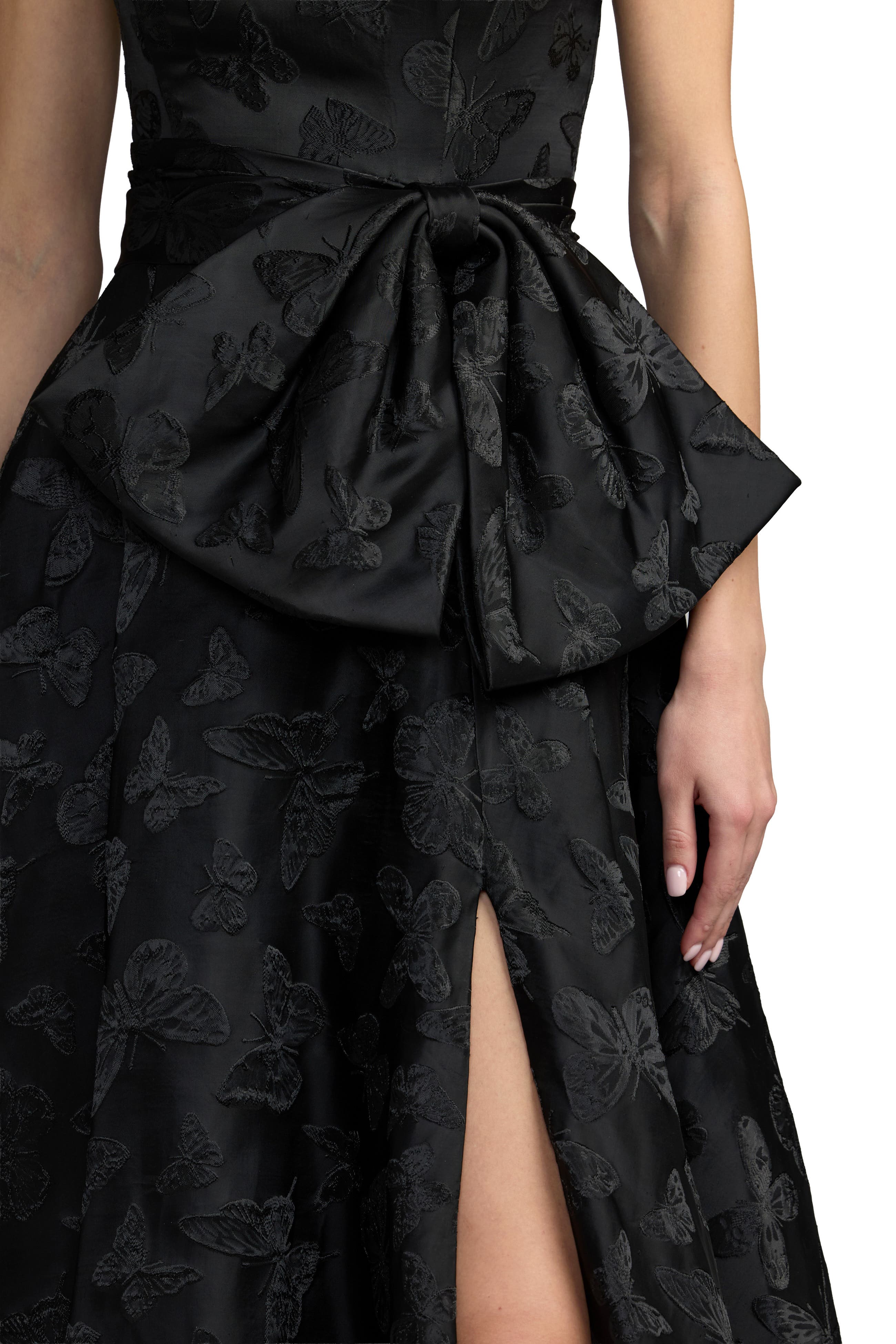 Mac Duggal Petite Strapless Butterfly Brocade A-line Gown With Bow ...