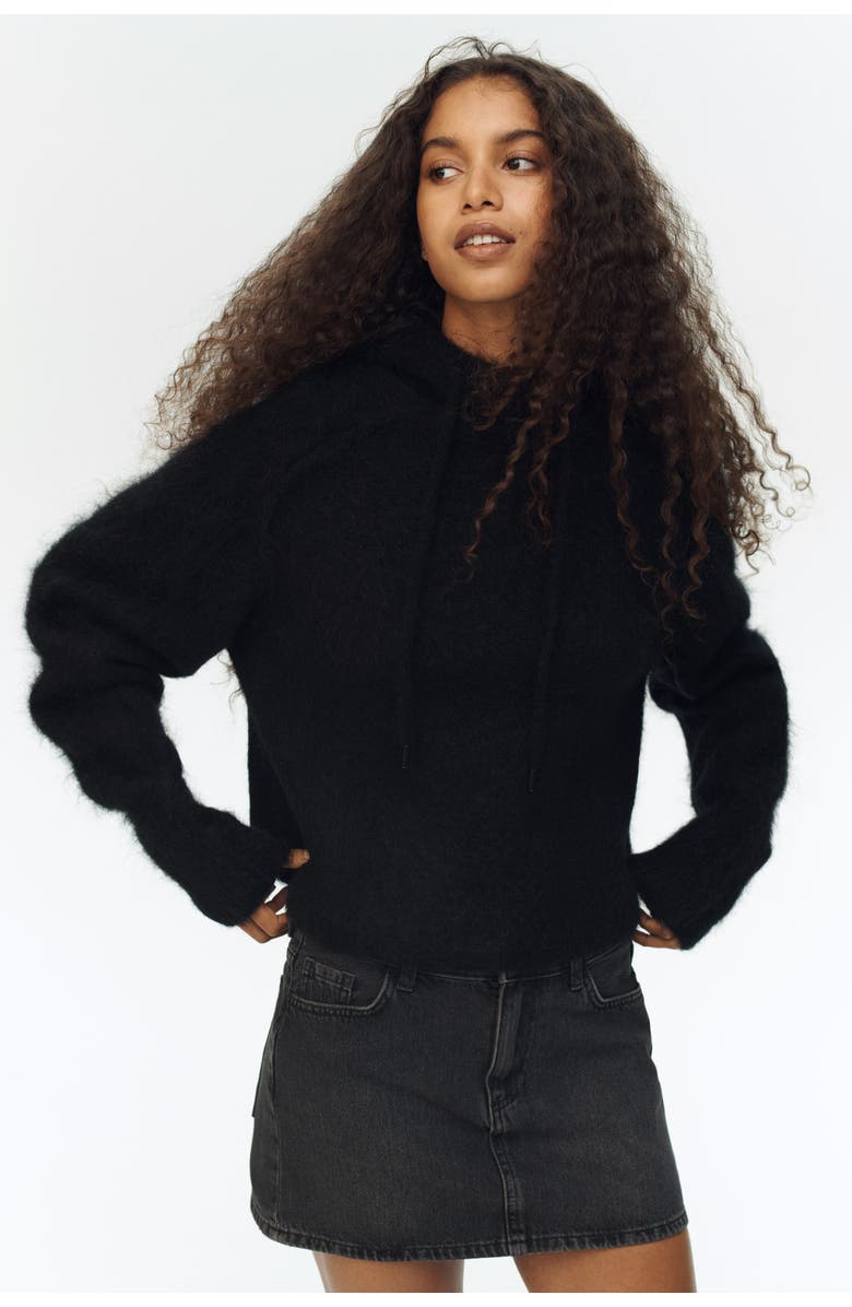 H&M Short Denim Skirt, Alternate, color, Washed Black