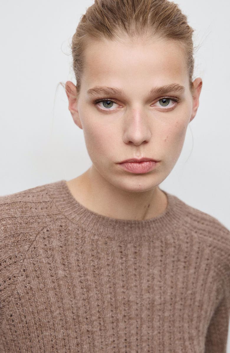 MANGO Pointelle Crewneck Sweater, Alternate, color,