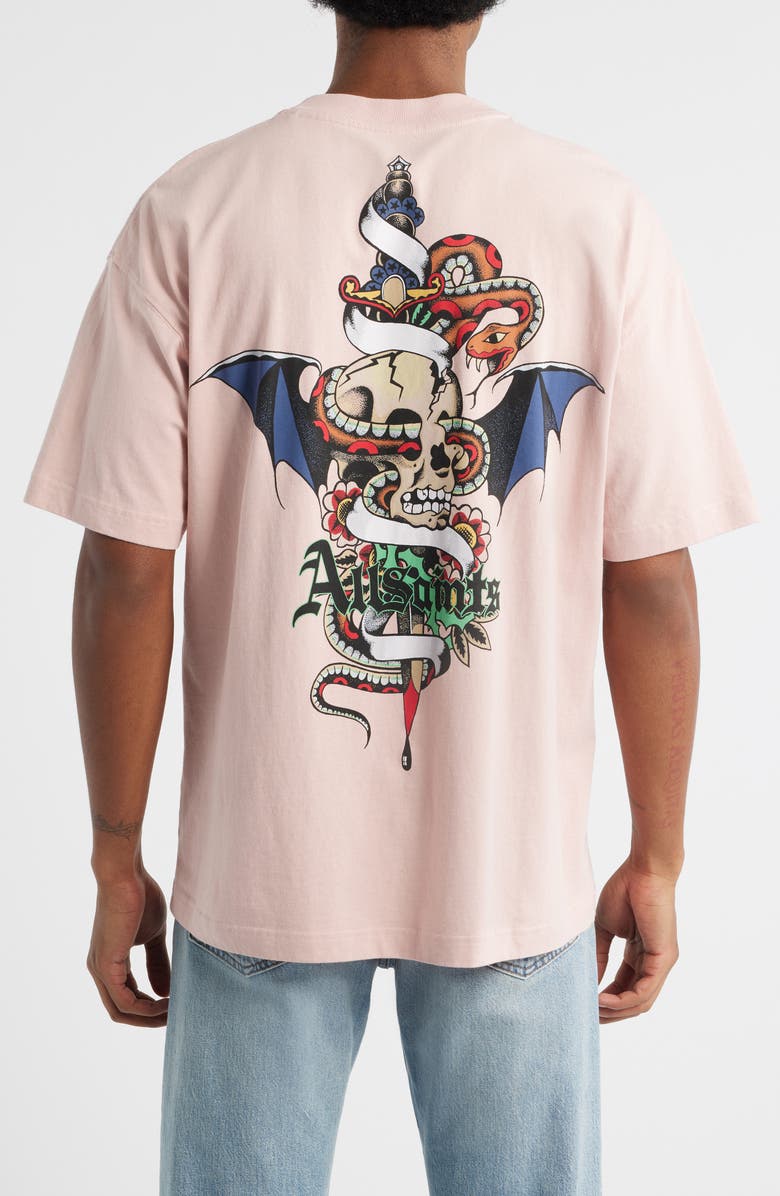 AllSaints Blade Graphic Cotton T-Shirt, Alternate, color, Mauve Pink