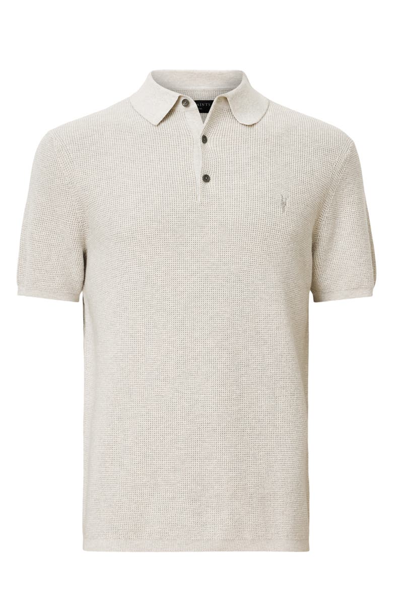 AllSaints Oversize Cotton & Wool Waffle Polo Sweater, Alternate, color, 