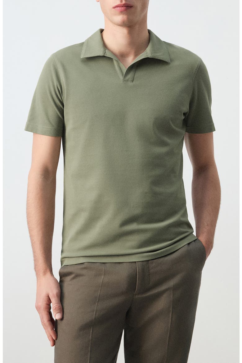 Slim Fit Stretch Cotton Blend Piqué Polo, Main, color, KHAKI GREEN