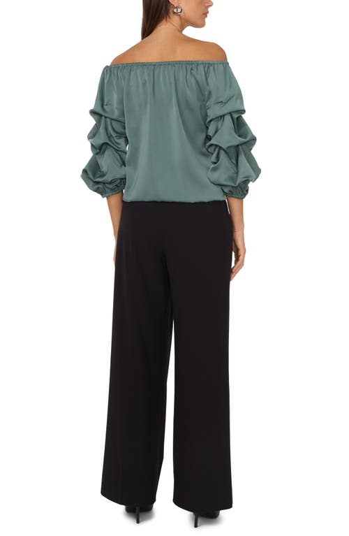 Vince Camuto Off The Shoulder Bubble Sleeve Top In Green