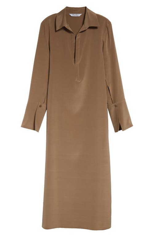 Shop Max Mara Ossola Long Sleeve Silk Stretch Crêpe De Chine Midi Shirtdress