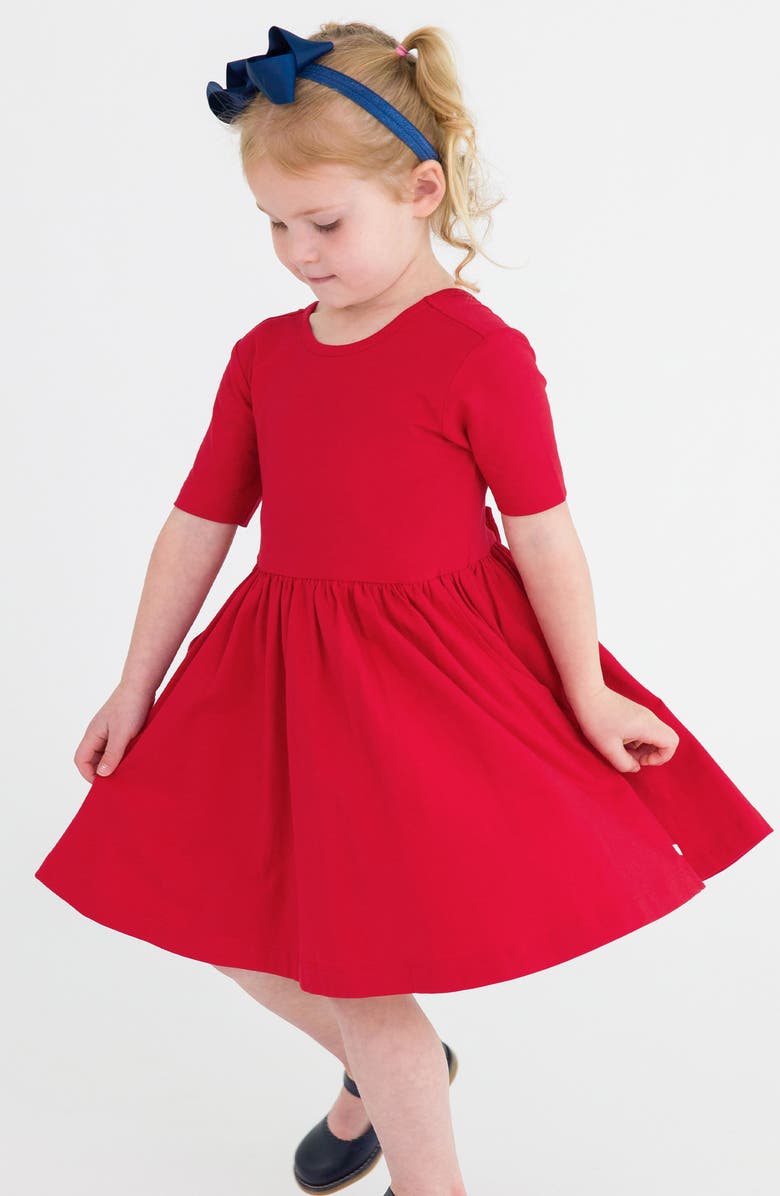 RuffleButts Sold Short Sleeve Skater Dress, Alternate, color, Red