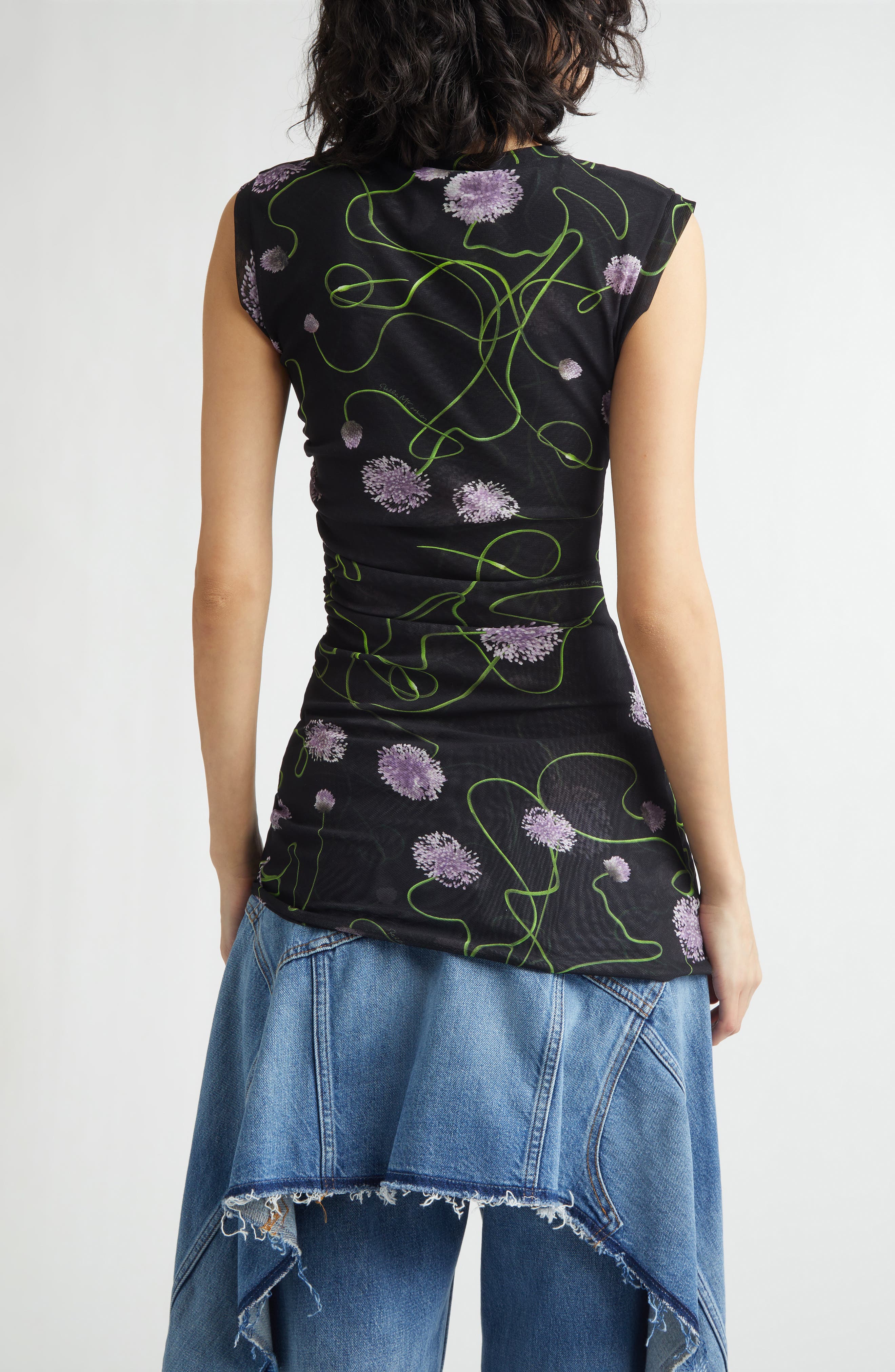 Twisted Floral Mesh Top - image 2