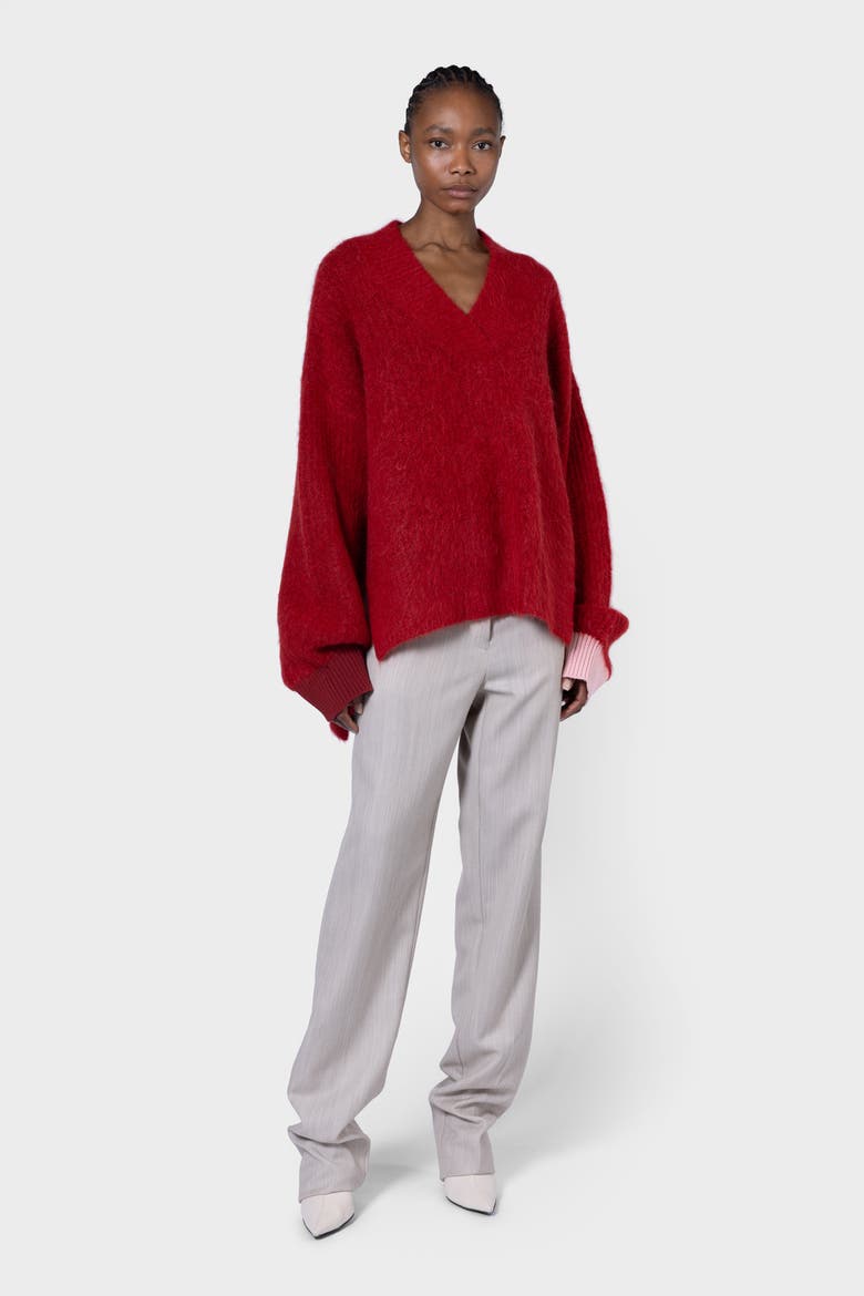 Tehla V-Neck Knitted Sweater, Alternate, color, Blood Orange