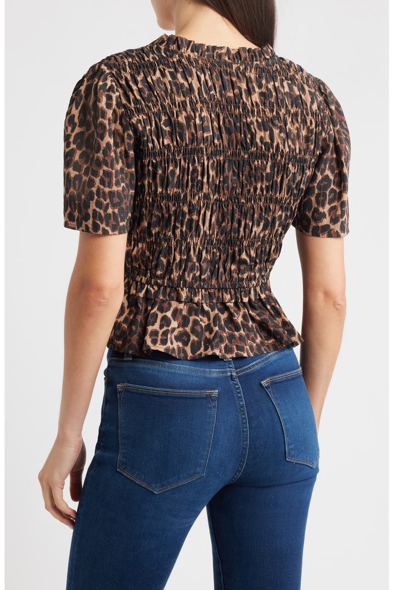 Portia Shirred Top, Alternate, color, BROWN NALA
