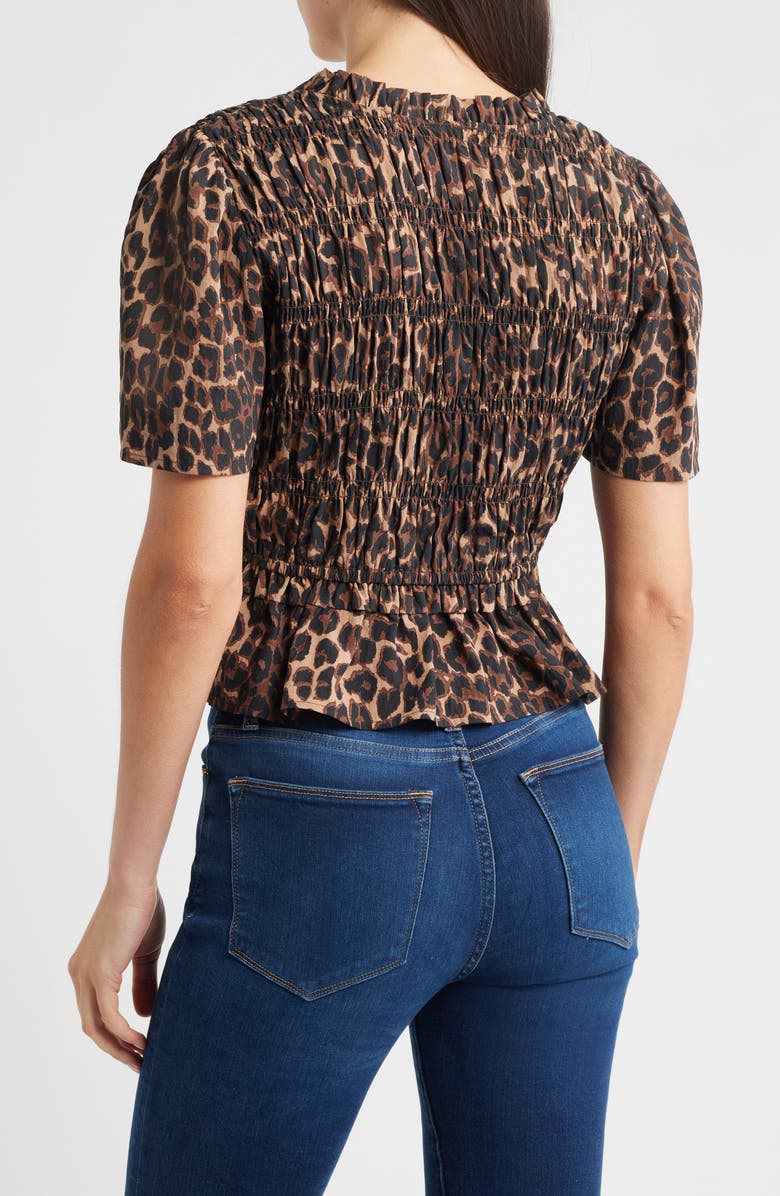 Rails Portia Shirred Top, Alternate, color, Brown Nala