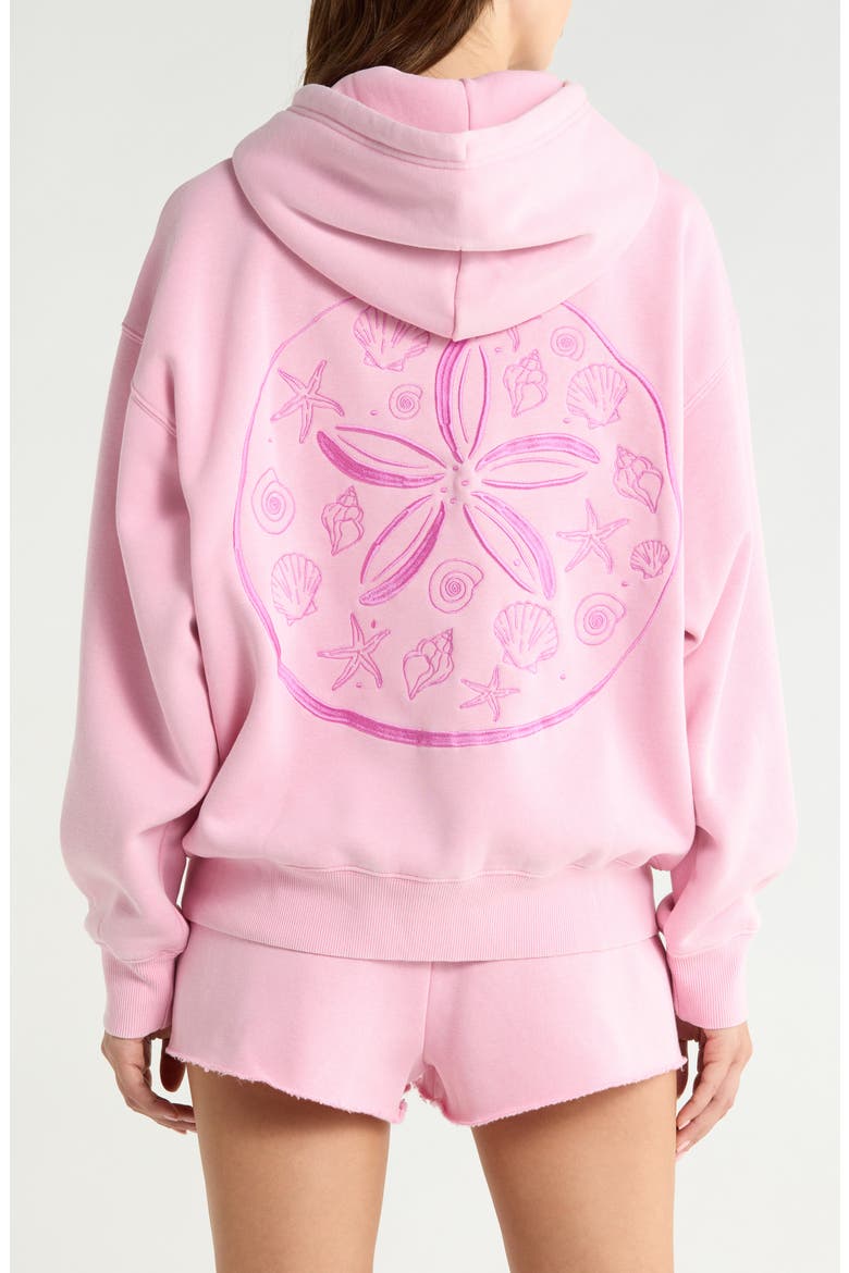 Seashell Front Zip Hoodie, Alternate, color, PINK
