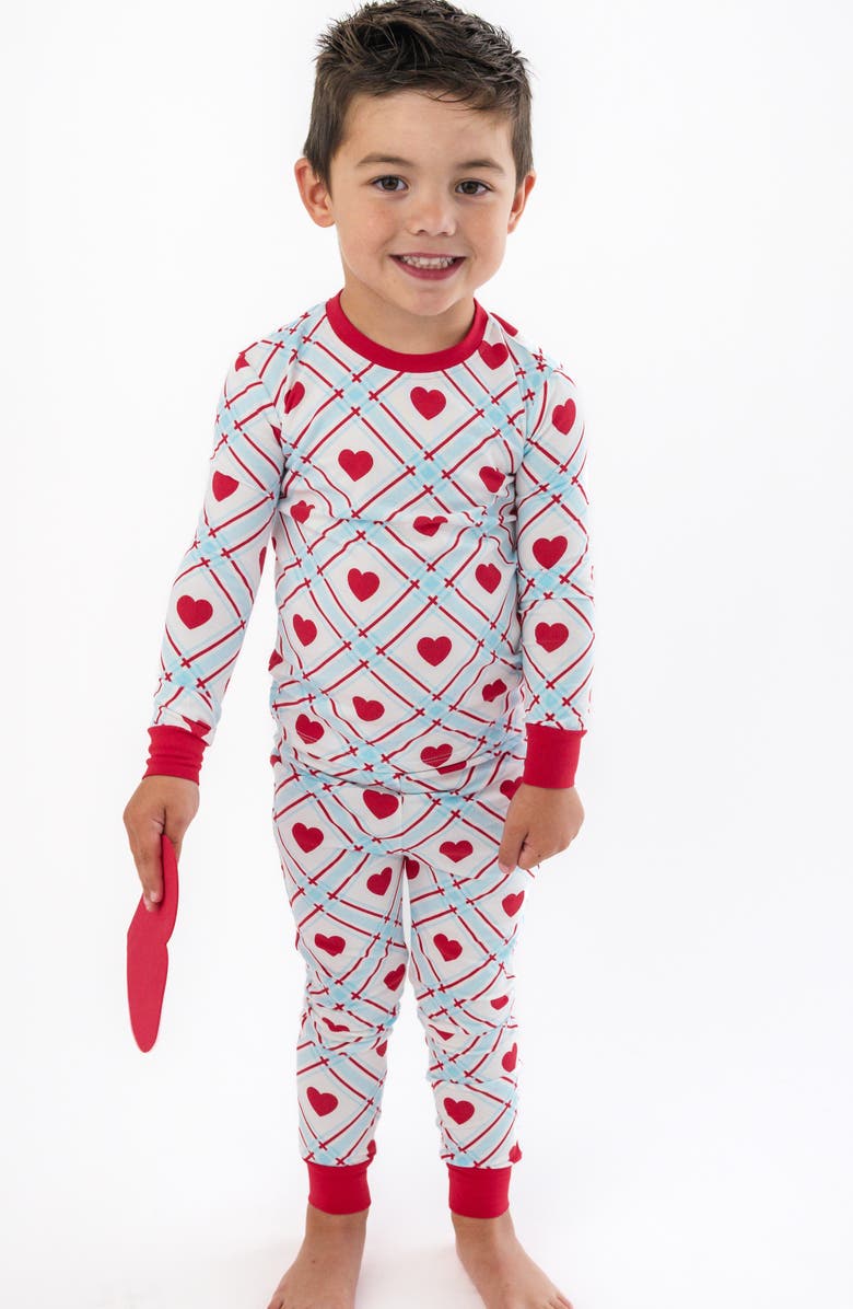 RuggedButts Kids' Blue Sweetheart Print Two-Piece Pajamas, Alternate, color, Blue