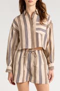 rag & bone Beatrice Stripe Linen & Silk Crop Button-Up Shirt