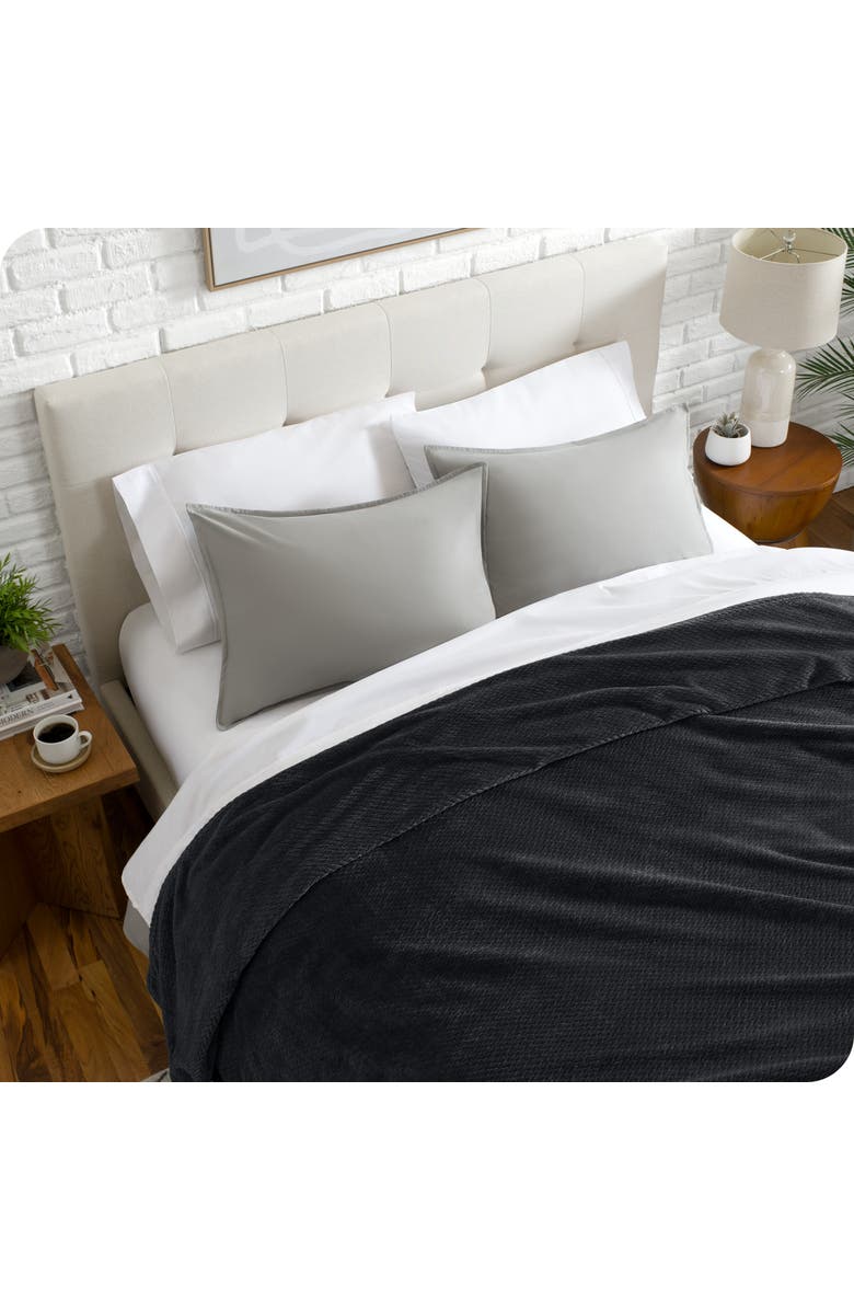 Bare Home Chevron Microplush Fleece Blanket, Alternate, color, Black