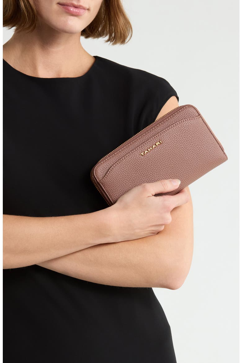 Barclay Faux Leather Zip Around Continental Wallet, Alternate, color, COFFEE