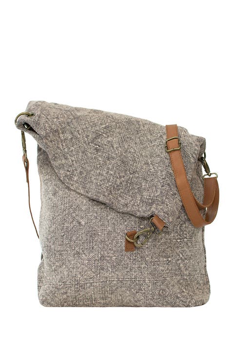 Foldover Jute Crossbody Bag