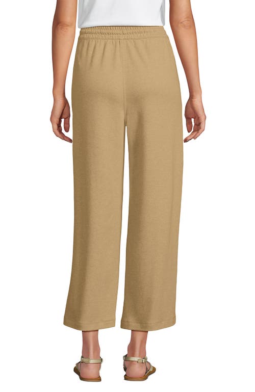 Lands' End Sport Knit Pull On Drawstring Wide Leg Crop Pants In Neutral