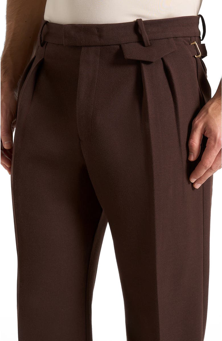 Manière De Voir Pierre Relaxed Fit Pleated Tailored Trousers, Alternate, color, Brown