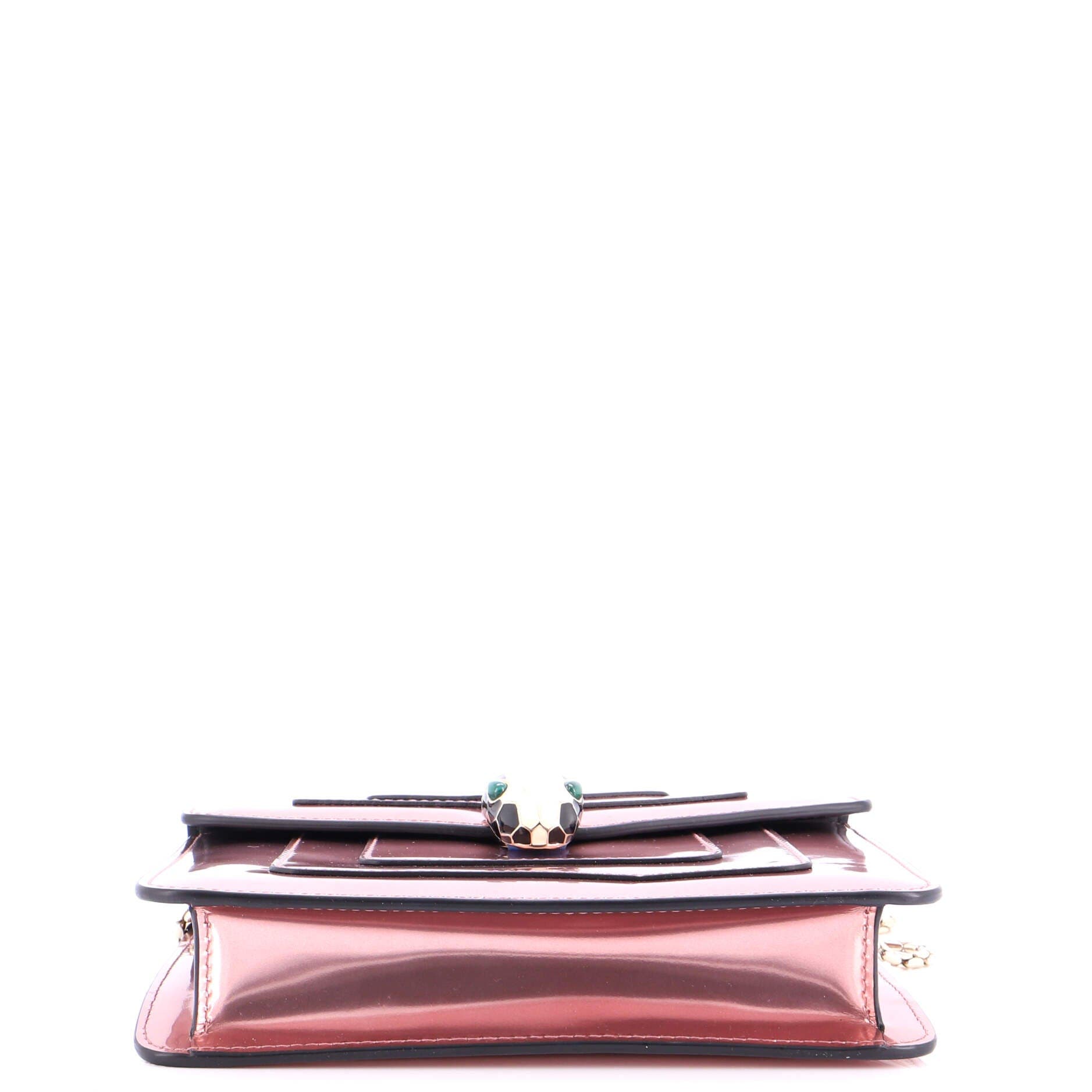 Serpenti Forever Square Shoulder Bag Metallic Leather Small, Alternate, color, Pink