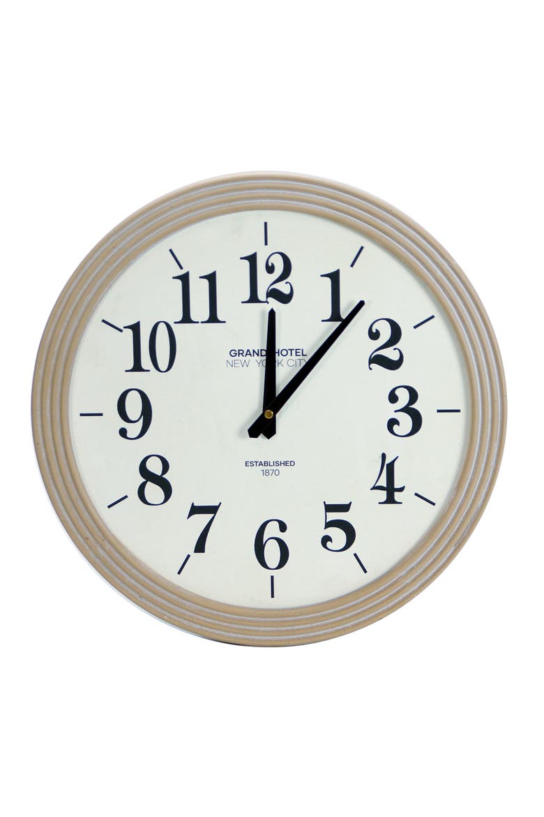 Wood 16 in. Wall Clock, Main, color, White