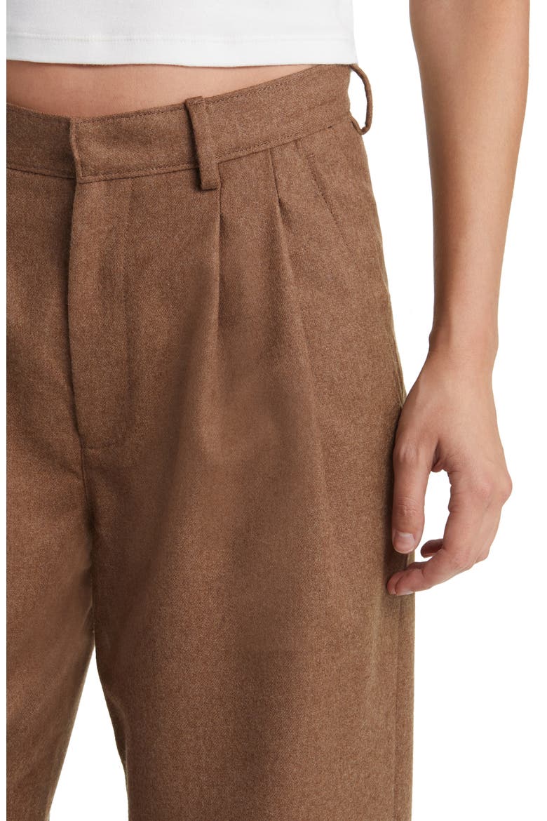 x EmRata Joan Pleated Wide Leg Wool Pants, Alternate, color, UMBER