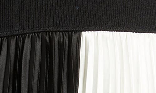 Elie Tahari The Elsa Long Sleeve Mixed Media Midi Dress In Black