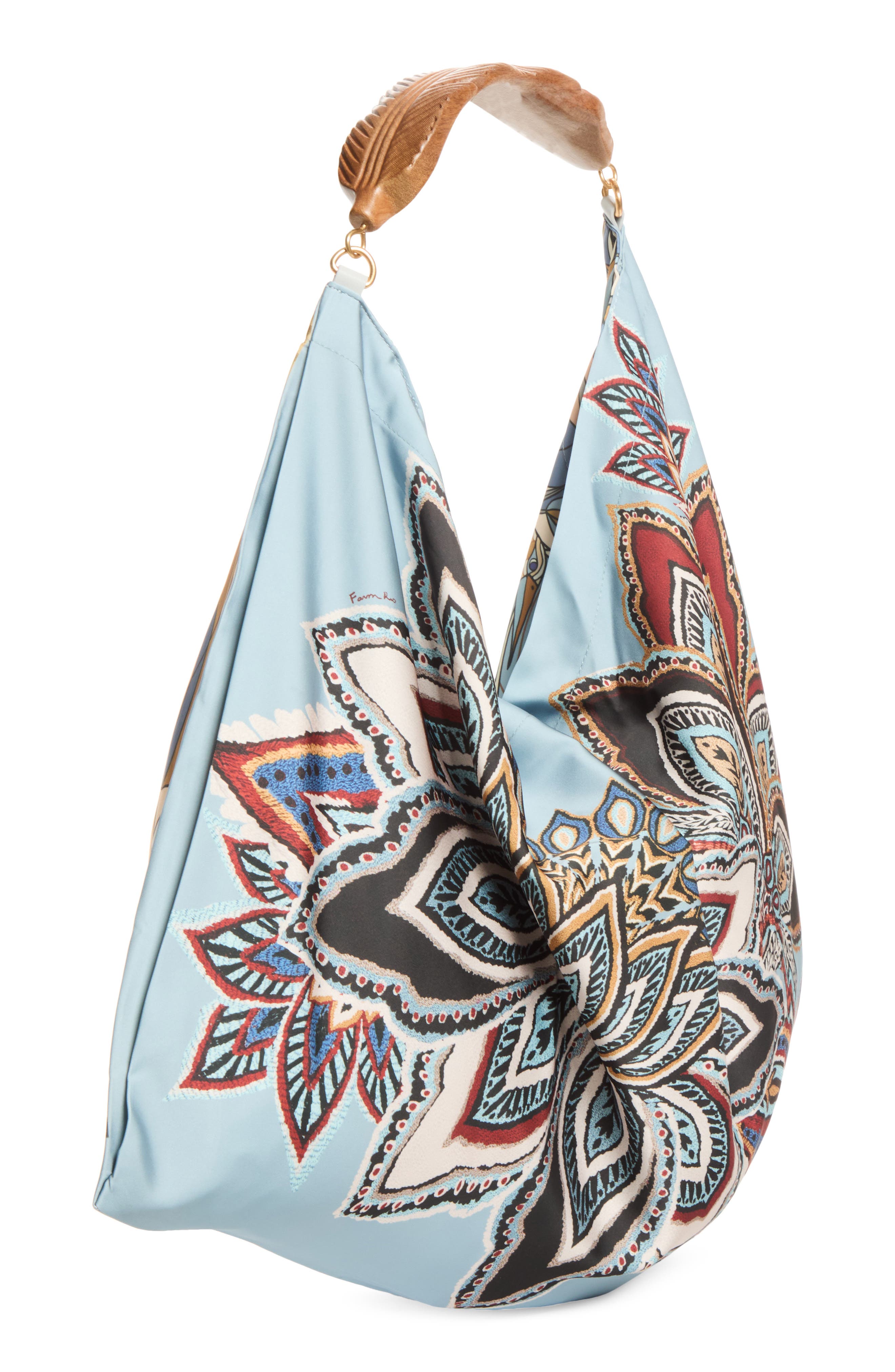Large Satin Scarf Hobo Bag, Alternate, color, STAINED GLASS BEAUTY SOFT BLUE