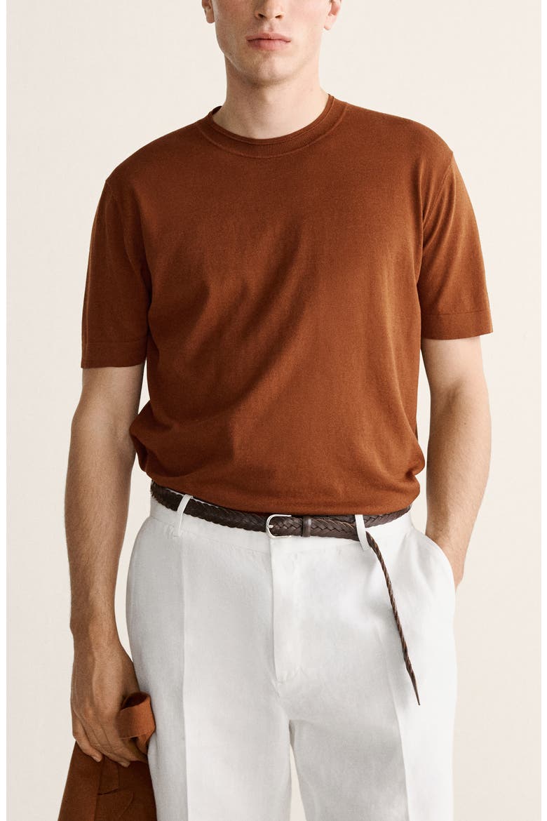 Cotton & Silk T-Shirt, Main, color, BURNT ORANGE