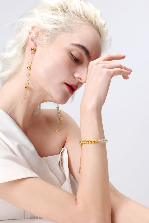 Classicharms Frostlily Azeztulite Crystal And Bead Bolo Bracelet In Gold