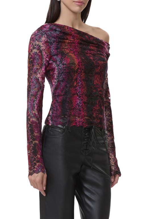 Afrm Barry One-shoulder Lace Top In Brown
