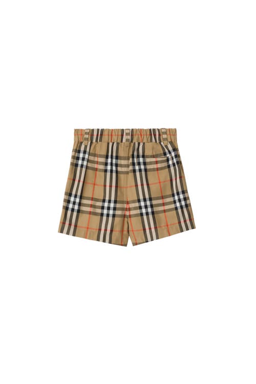 Burberry Check Cotton Shorts In Brown