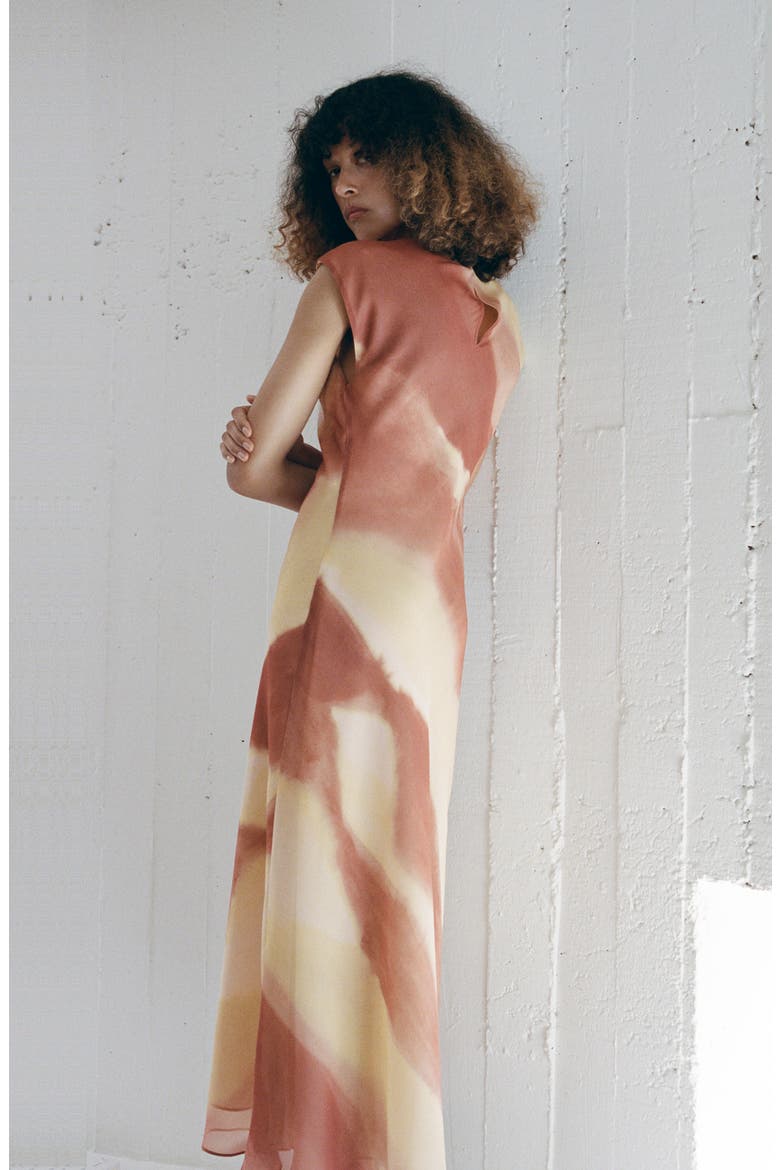 Printed A-Line Dress, Alternate, color, PASTEL YELLOW