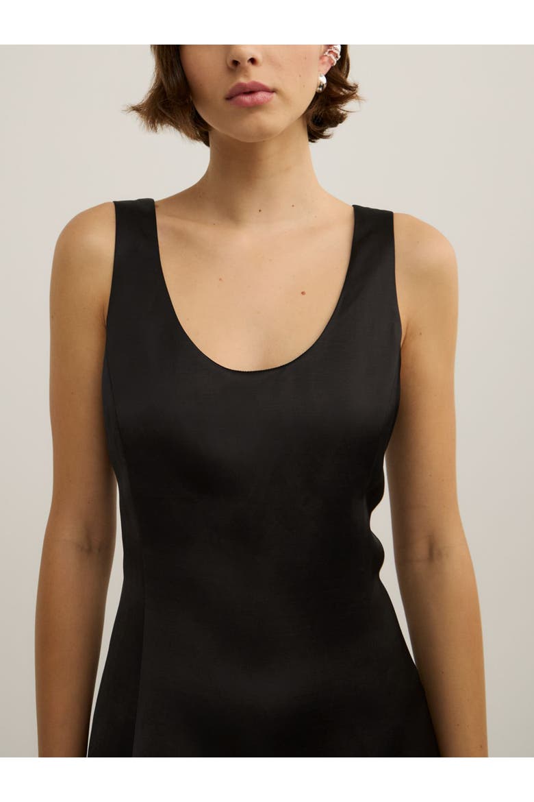 Scoop Neck Satin Mini Dress, Alternate, color, Black