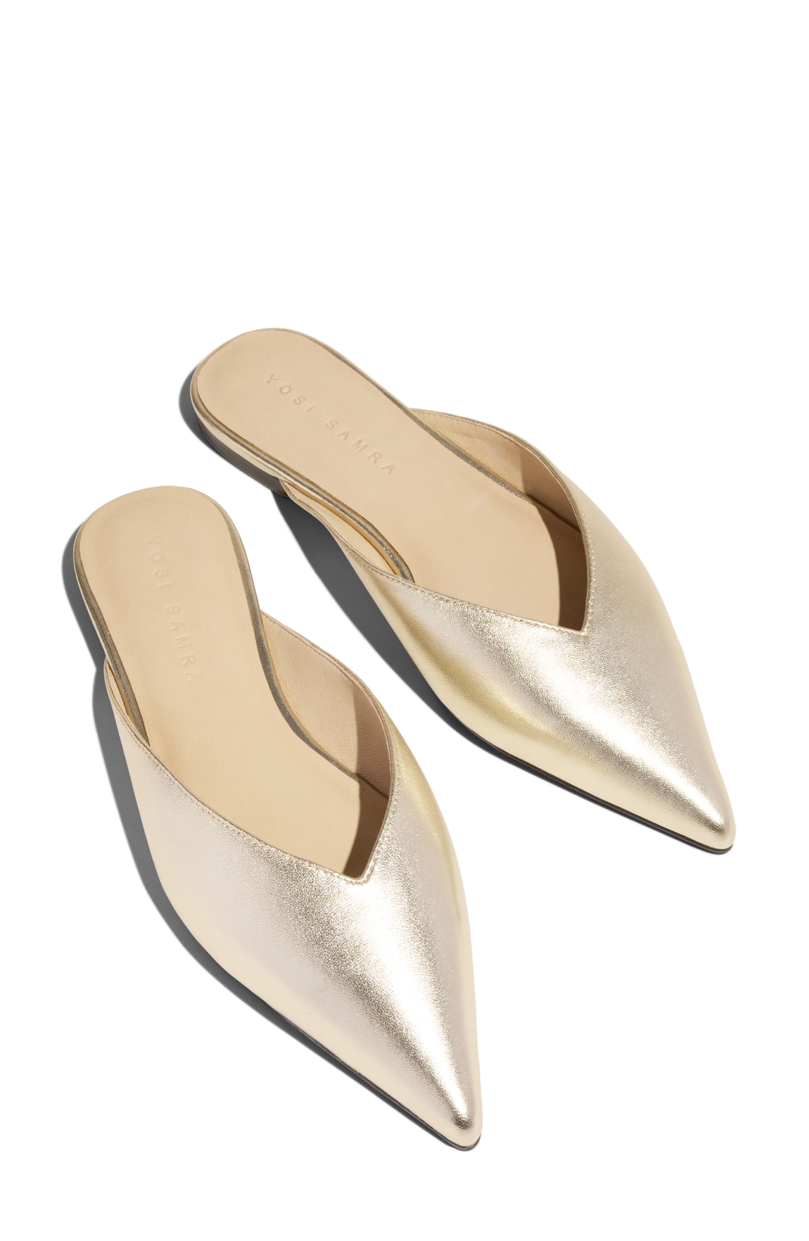 Nera Pointed Toe Flat, Alternate, color, GOLD