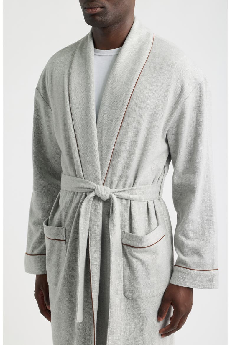 Frosted Herringbone Shawl Robe, Alternate, color, GREY