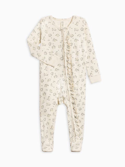 Organic Cotton Neve Ruffle Zipper Footie