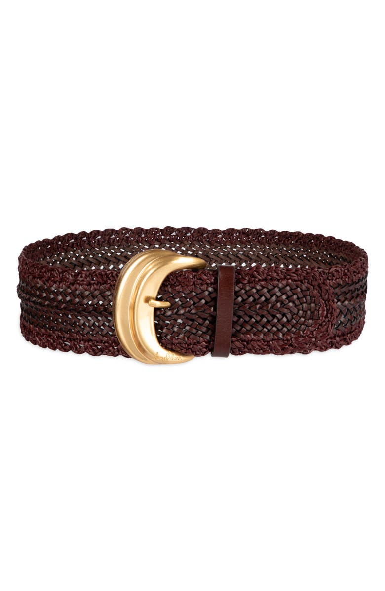 Sam Edelman Woven Leather & Raffia Wide Belt, Main, color,