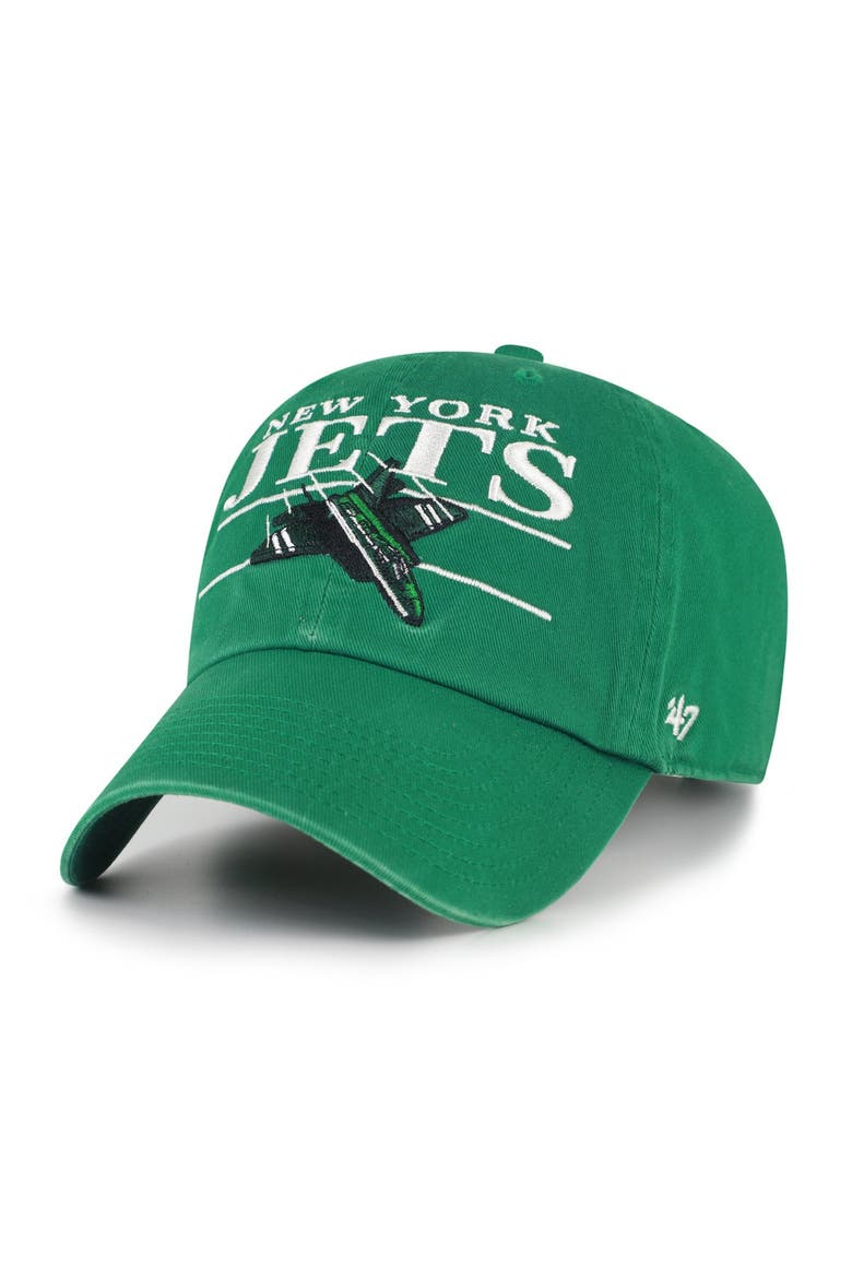 Men's '47 Kelly Green New York Jets Throwback Graphic Clean Up Adjustable Hat, Alternate, color, Kelly Green