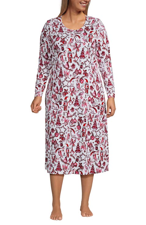 Cotton Long Sleeve Midcalf Nightgown