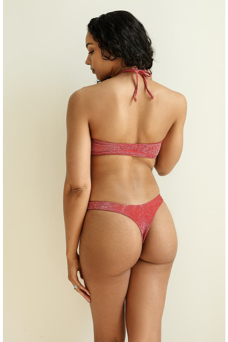 Amalfi String Tie Bandeau Bikini Top, Alternate, color, Flame