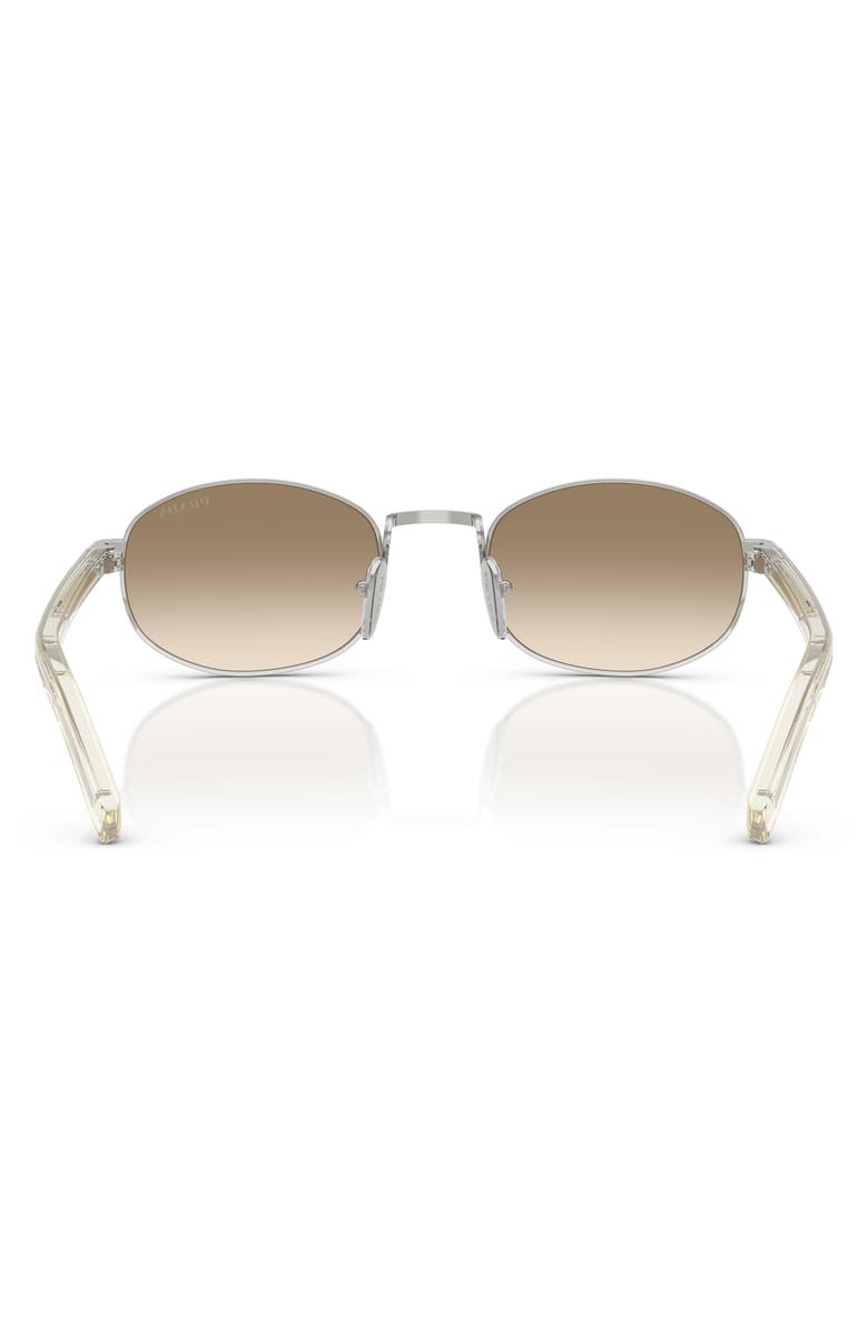 Prada 52mm Oval Sunglasses, Alternate, color, Metallic Silver