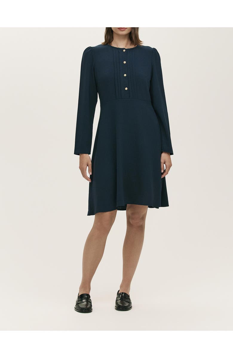 Finery London Shauna Crepe Long Sleeve Short Dress, Alternate, color, Navy