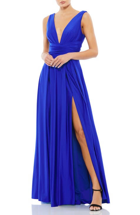 Buy Ieena for Mac Duggal blue One Shoulder High Low Gown sz 6 1150