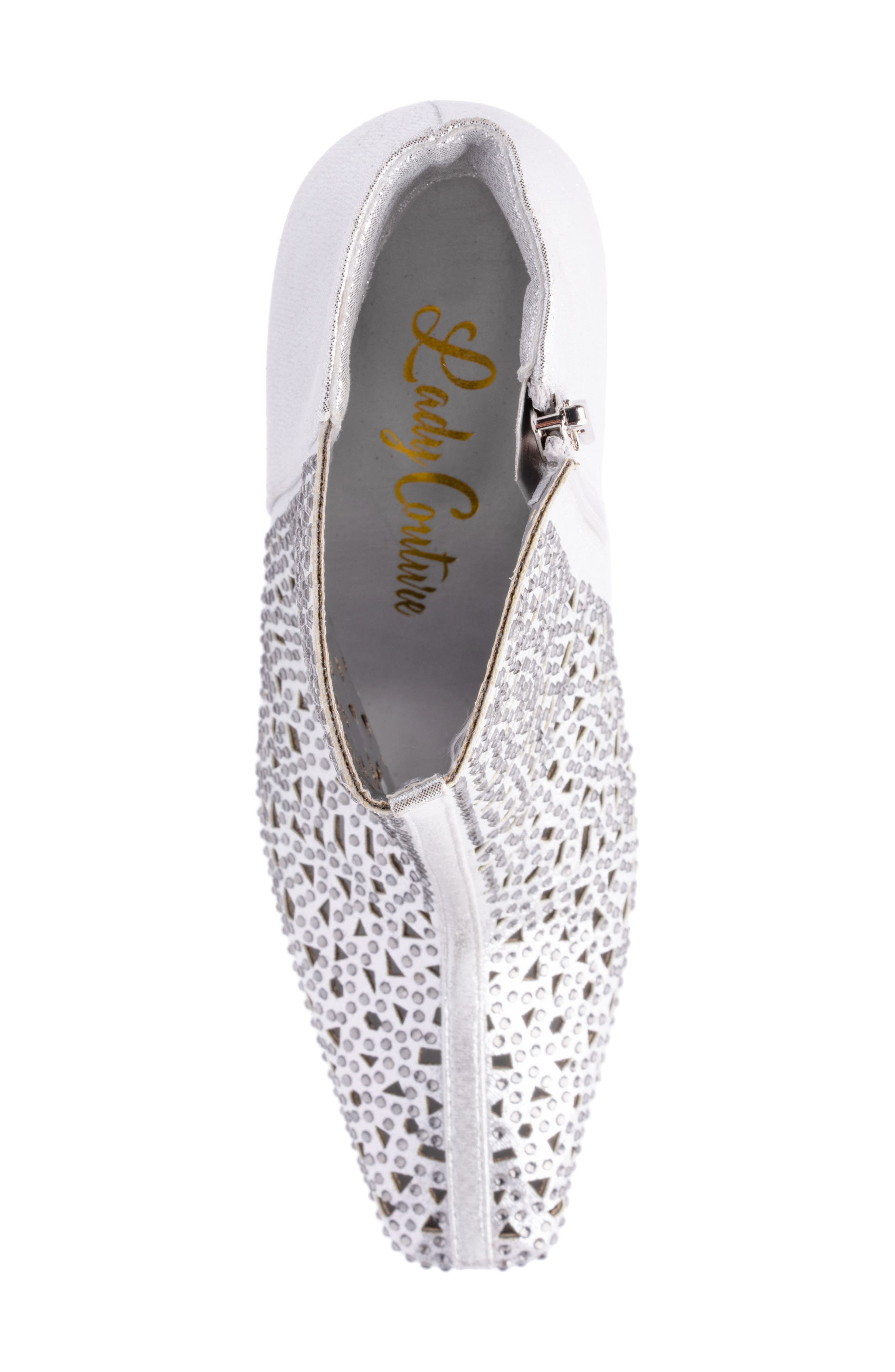 Breeze Rhinestone Pointed Toe Bootie, Alternate, color, SILVER